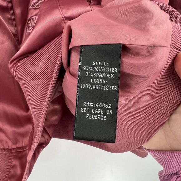 Torrid Satin Zip Bomber Jacket Embroidered Floral Rose Pink Boho Plus Size 1X - Picture 10 of 11